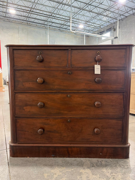 2 over 3 mahogany chest of drawers on plinth