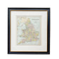 Antique 19th-Century Map of England & Wales by J. Bartholomew in Custom Black and Gold Frame