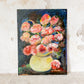 Unframed Impressionist Painting of Pink Flowers in Chartreuse Vase, Signed B. Maak