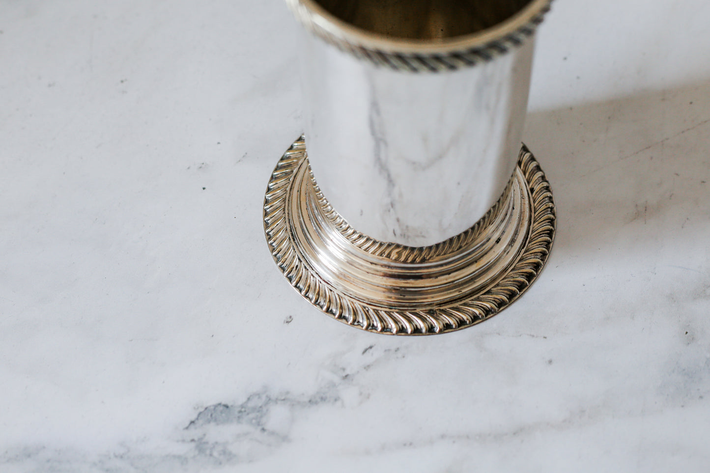 Vintage Silver-Plated Weighted Wine Coaster Sleeve – Gadroon Rope Trim