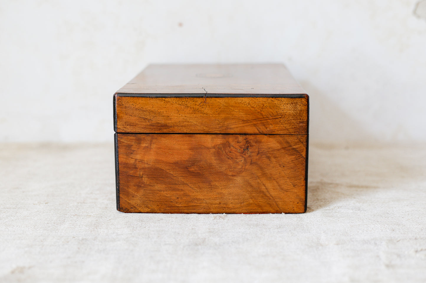 Antique Small Parquetry Chevron Inlaid Tunbridge-Style Stationery Box, c. 1870