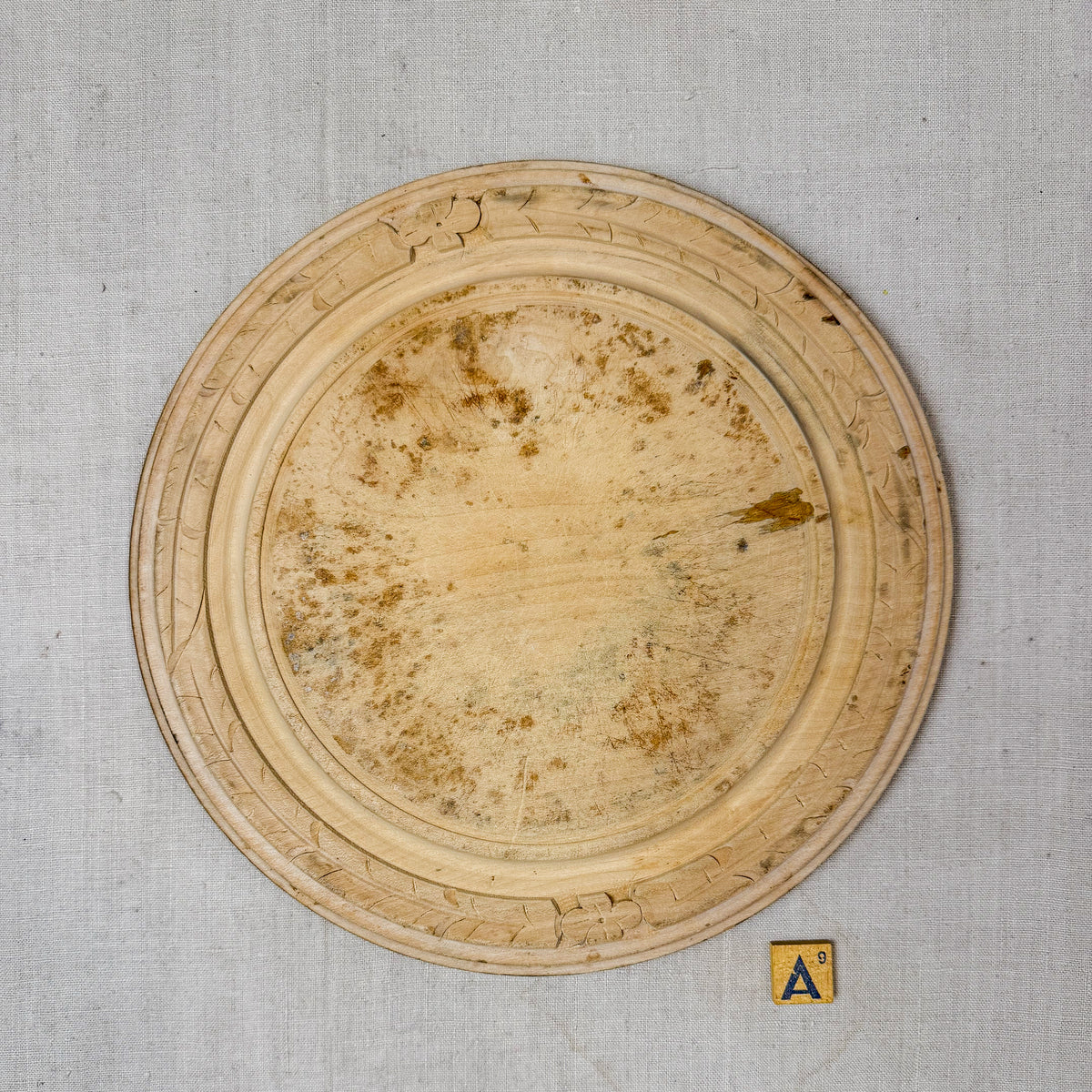 Vintage Carved Round English Bread Boards