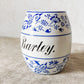 German Blue Onion Ceramic Barley Canister, c1900