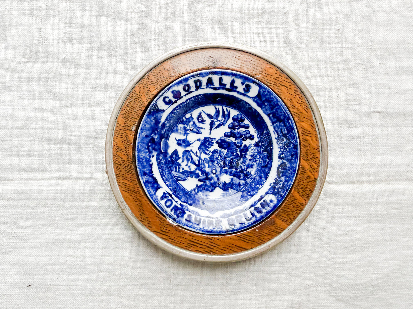 Goodall's Yorkshire Relish Dish in Wood Base, c1900