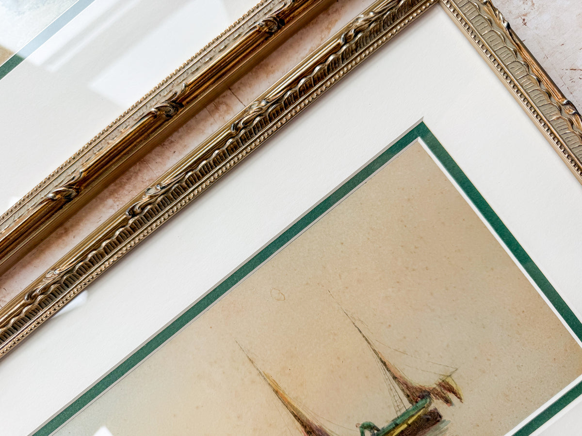 Pair of Antique 19th-Century English Marine Watercolors – Signed J. Turner
