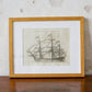 18th Century Copper Plate Engraving Ship of War | Contemporary Textured Gilt Frame