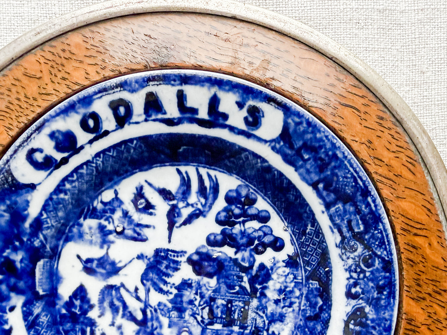 Goodall's Yorkshire Relish Dish in Wood Base, c1900