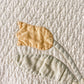 Vintage Yellow and Green Tulip Swirl Applique Sateen Quilt, c1930