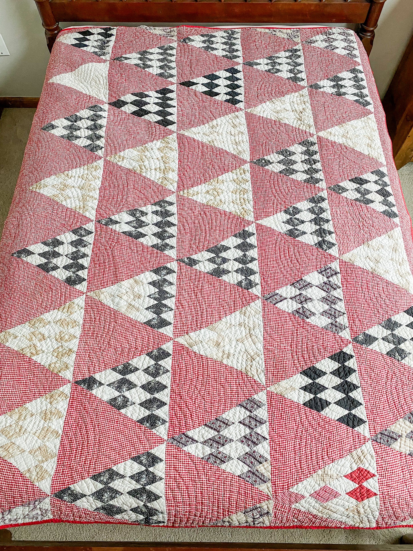 Antique Red and White Sugar Loaf Quilt