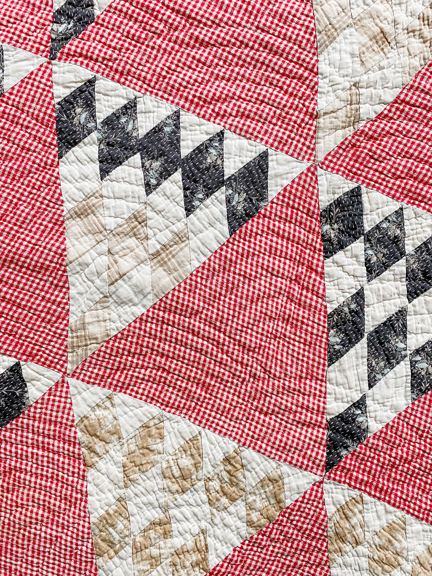 Antique Red and White Sugar Loaf Quilt
