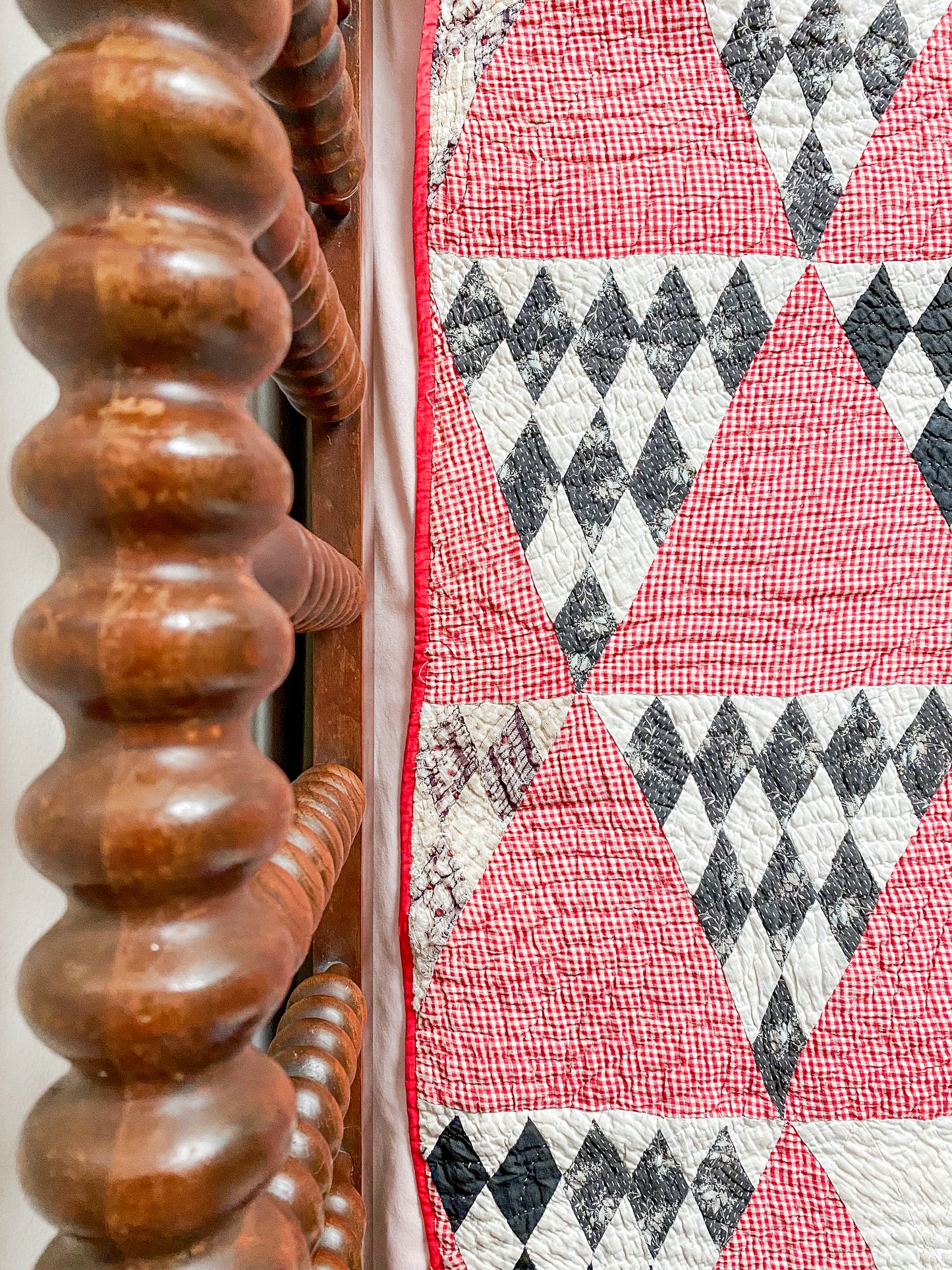 Antique Red and White Sugar Loaf Quilt