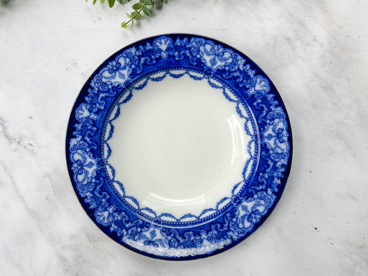 Antique Flow Blue 10“ Soup Bowl - Watteau by Doulton, c1930