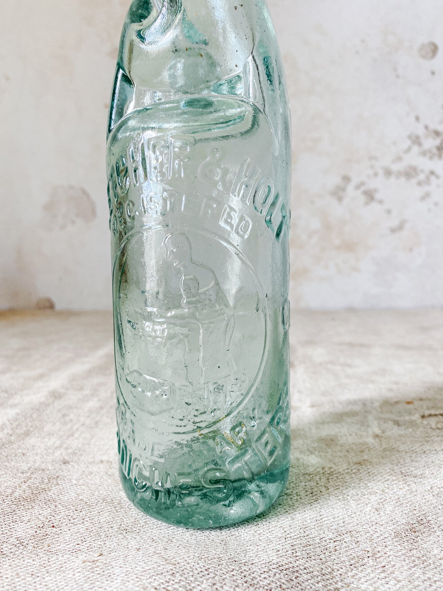 Antique English Pictorial Codd Bottle - Fletcher & Holt, Manchester