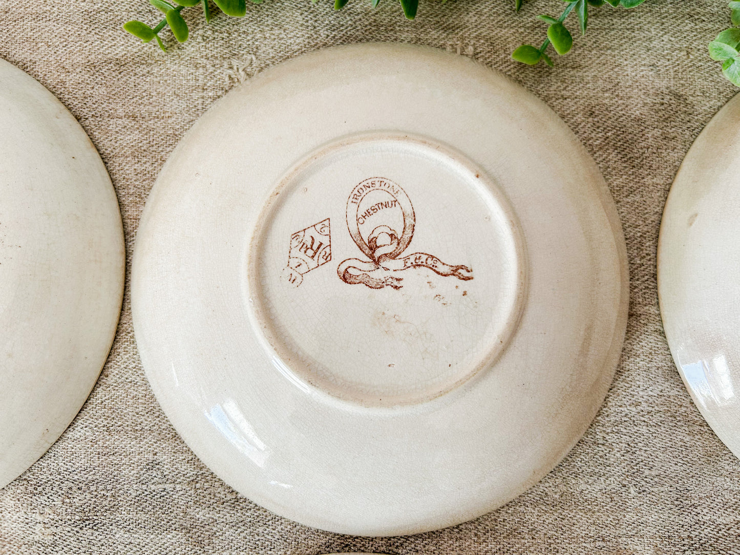 Set of 6 Antique Ironstone 7” Bowls - Chestnut by F & Co