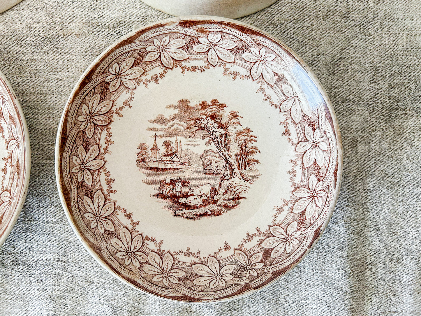 Set of 6 Antique Ironstone 7” Bowls - Chestnut by F & Co