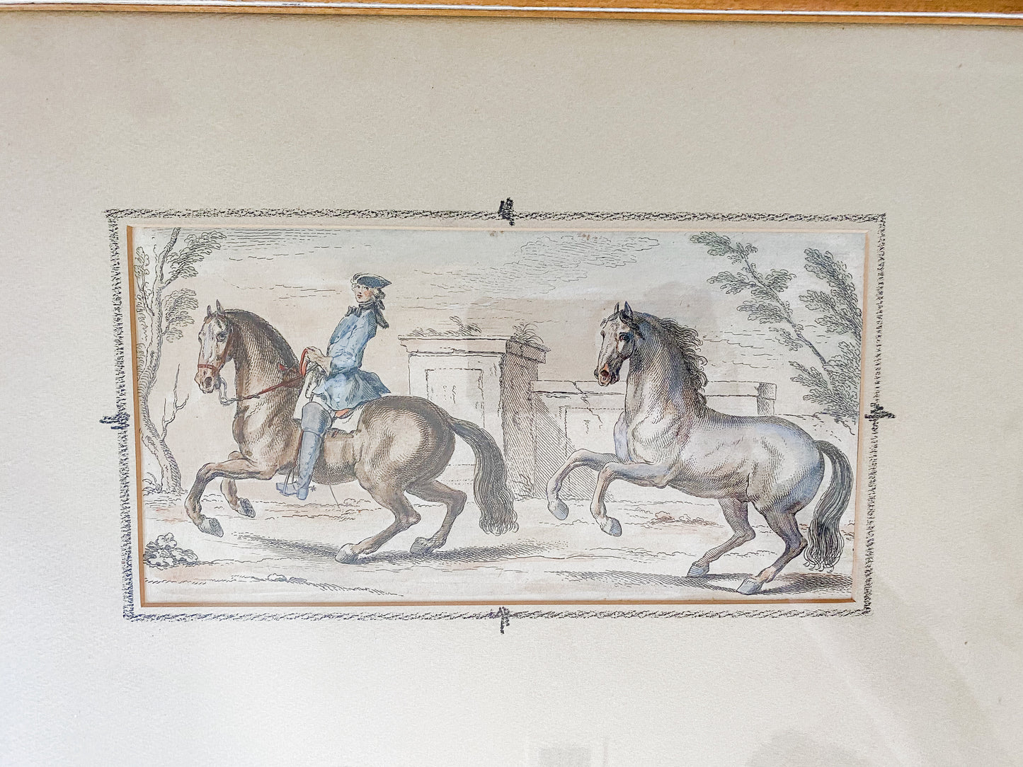 Pair Of Antique Hand Colored Horse Equestrian Engravings
