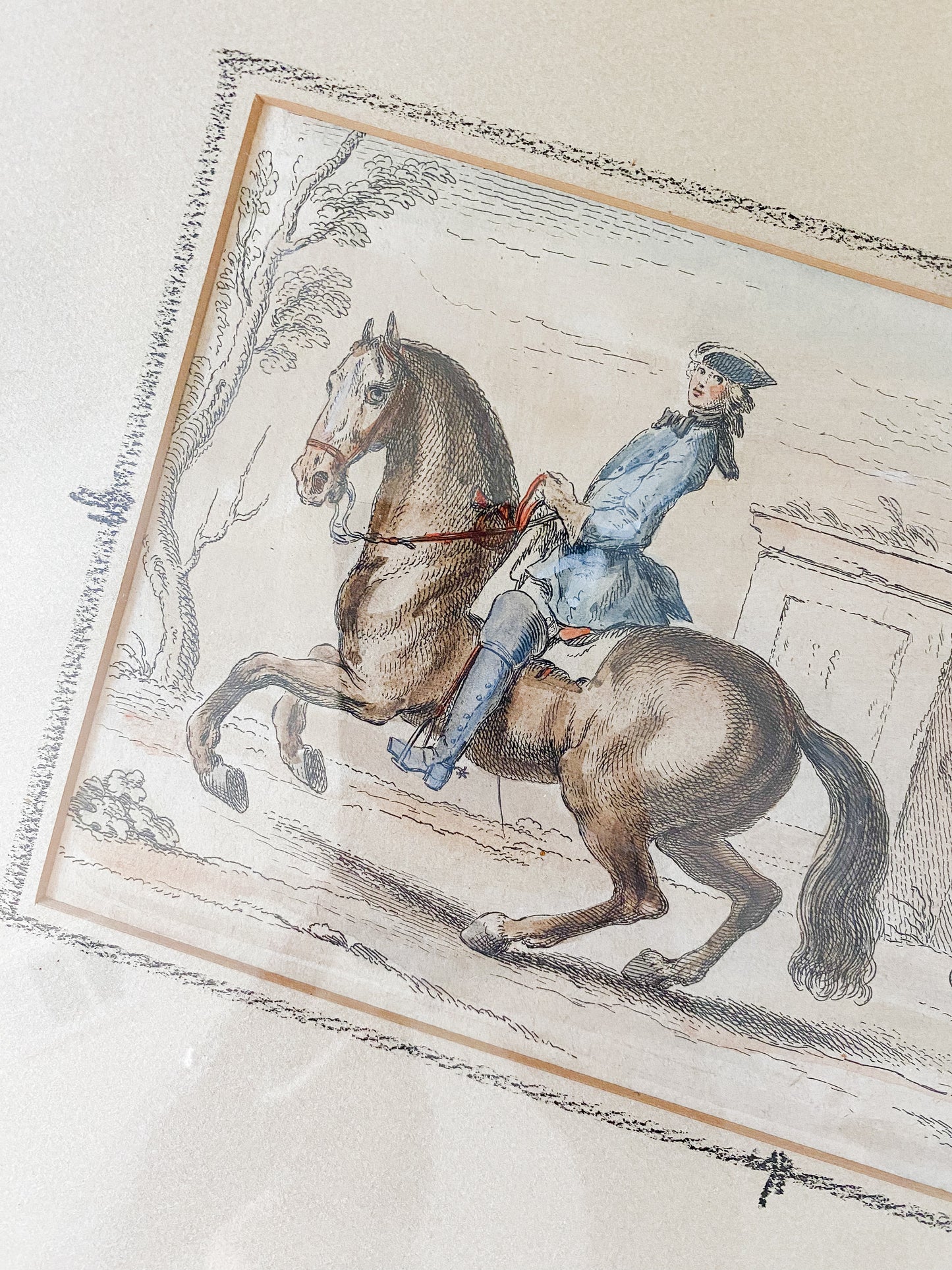 Pair Of Antique Hand Colored Horse Equestrian Engravings