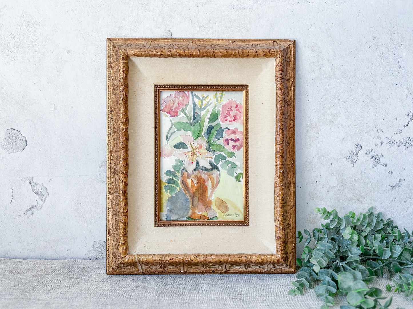 Vintage Watercolor Floral Still Life