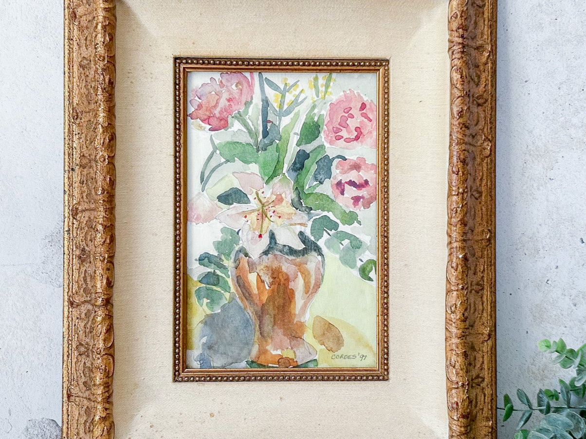 Vintage Watercolor Floral Still Life
