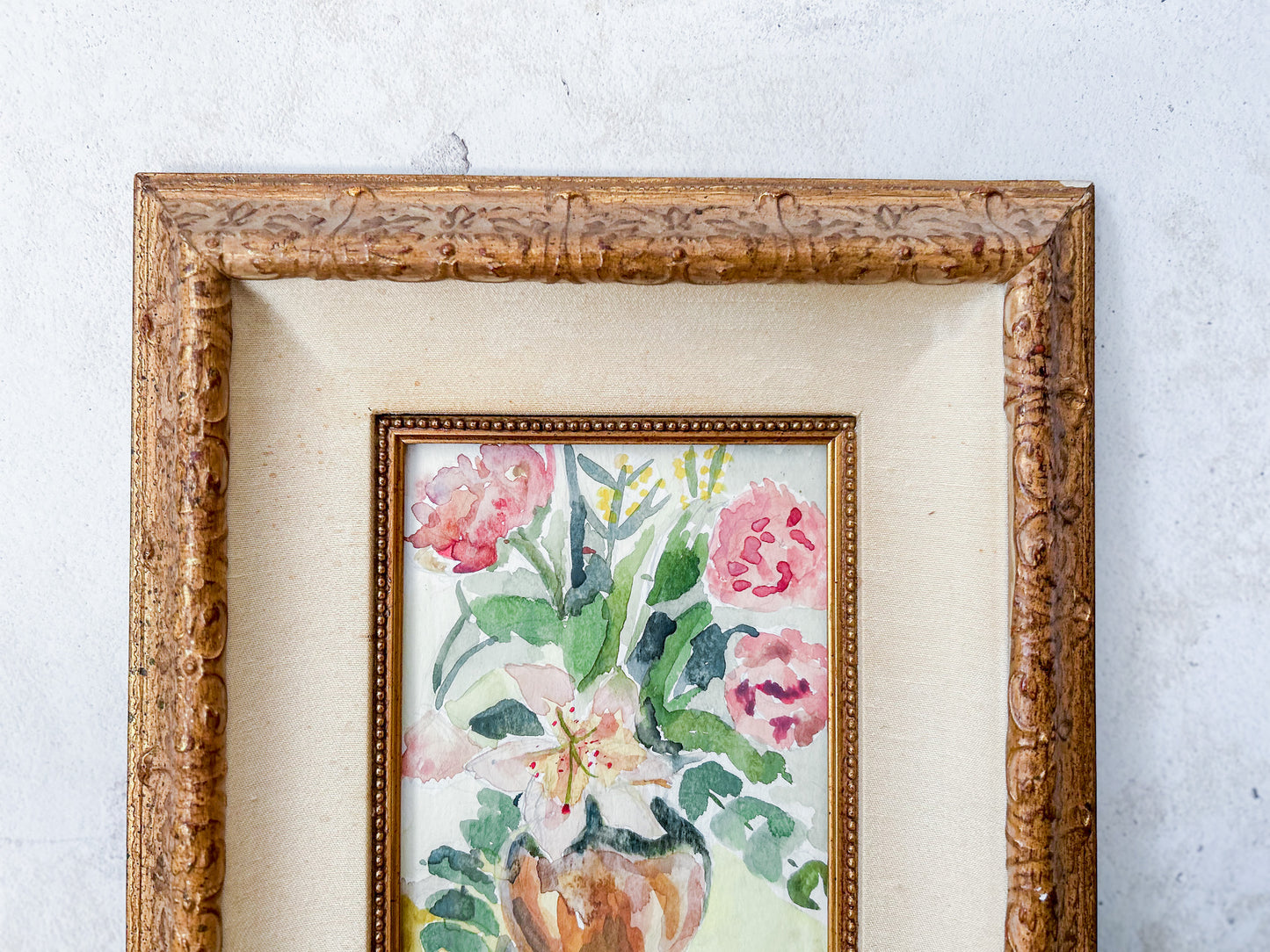 Vintage Watercolor Floral Still Life
