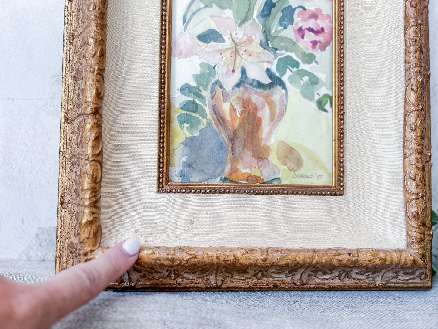 Vintage Watercolor Floral Still Life