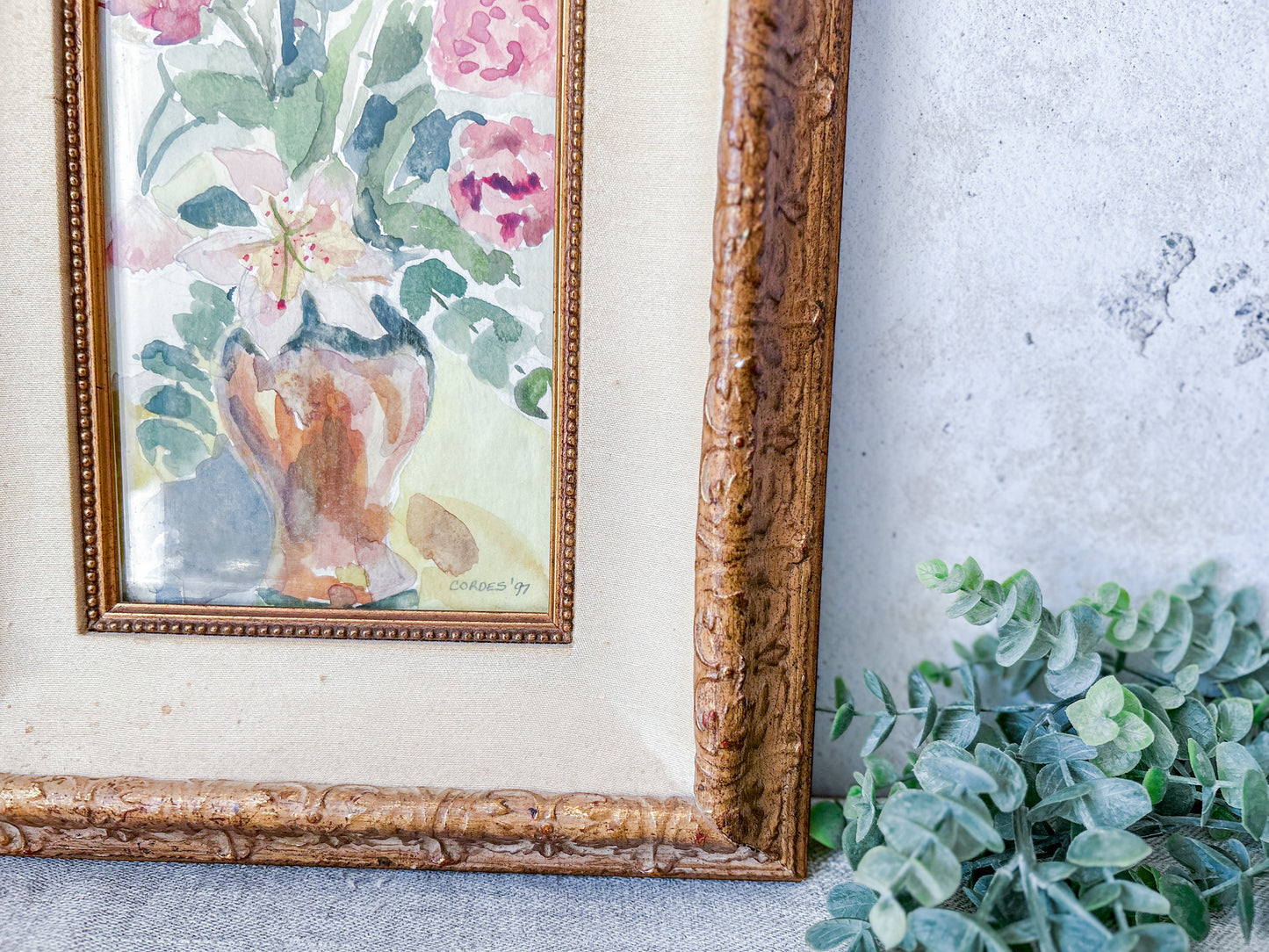 Vintage Watercolor Floral Still Life