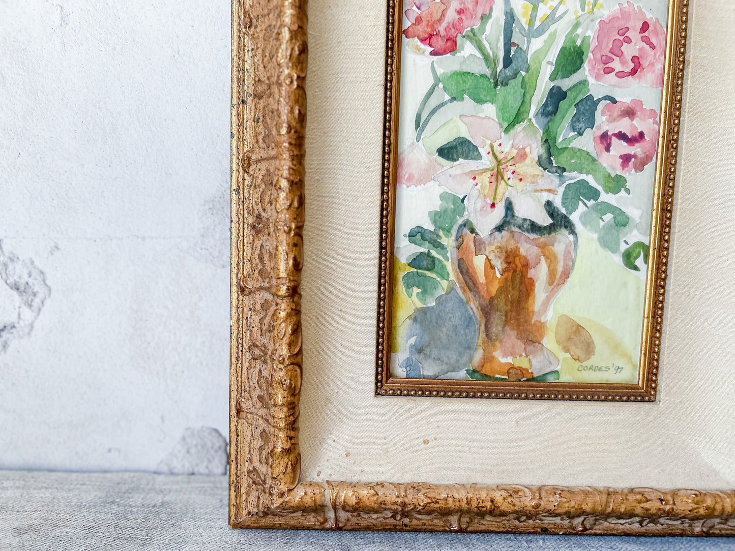 Vintage Watercolor Floral Still Life