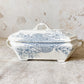 Antique “Avondale” Blue Transferware Ironstone Covered Vegetable Dish by W. & T. Adams