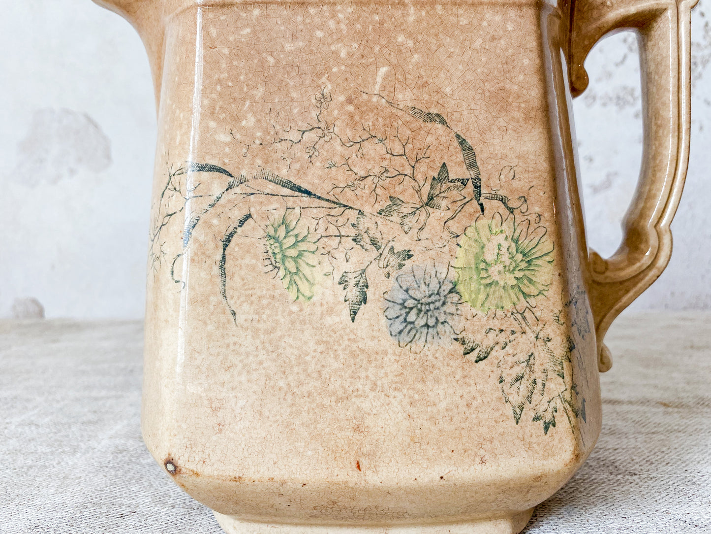 Antique Heavily Stained & Crazed Ironstone Pitcher