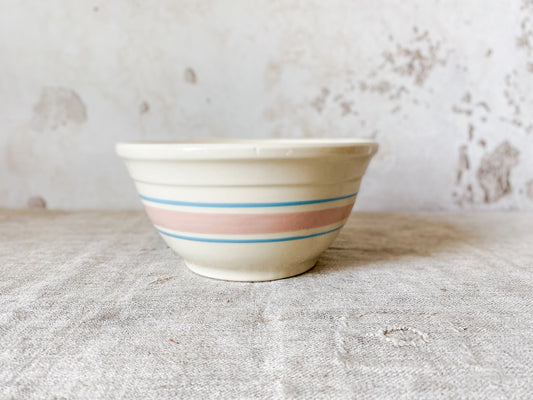 Vintage McCoy Ovenproof Blue & Pink Striped 8” Mixing Bowl