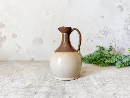 Antique English Two Tone Stoneware Flagon Pitcher