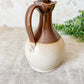Antique English Two Tone Stoneware Flagon Pitcher
