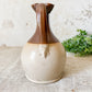 Antique English Two Tone Stoneware Flagon Pitcher