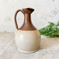 Antique English Two Tone Stoneware Flagon Pitcher