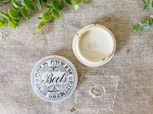 Antique Boots Chemists Cold Cream English Pot & Lid