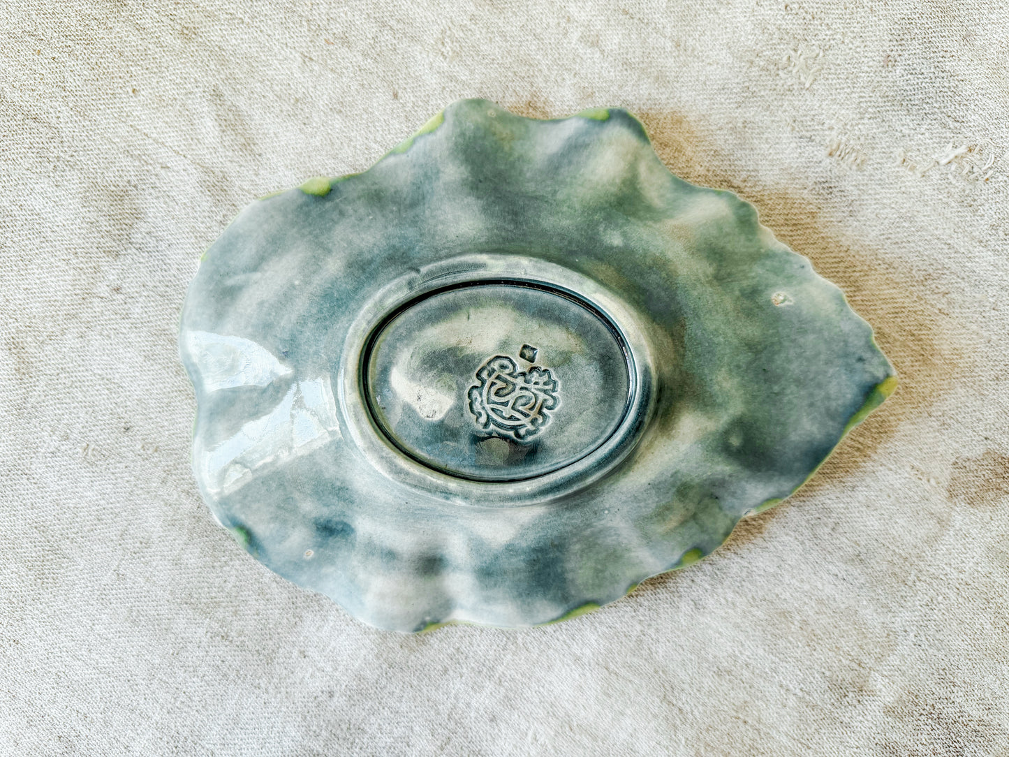 Antique Etruscan Majolica Begonia Leaf Tray by Griffin Smith & Hill, c1870