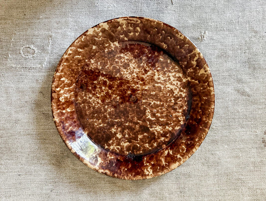 Antique Brown Spatterware 10" Pie Plate