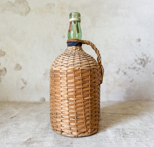 Vintage Wicker Wrapped Demijohn Bottle