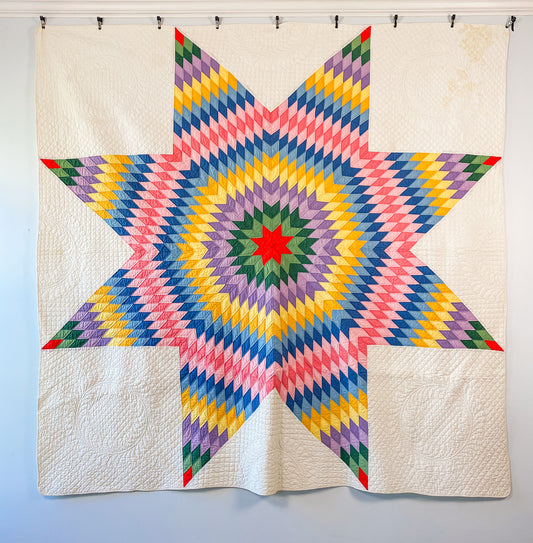 Vintage Rainbow Lone Star Quilt, c1930