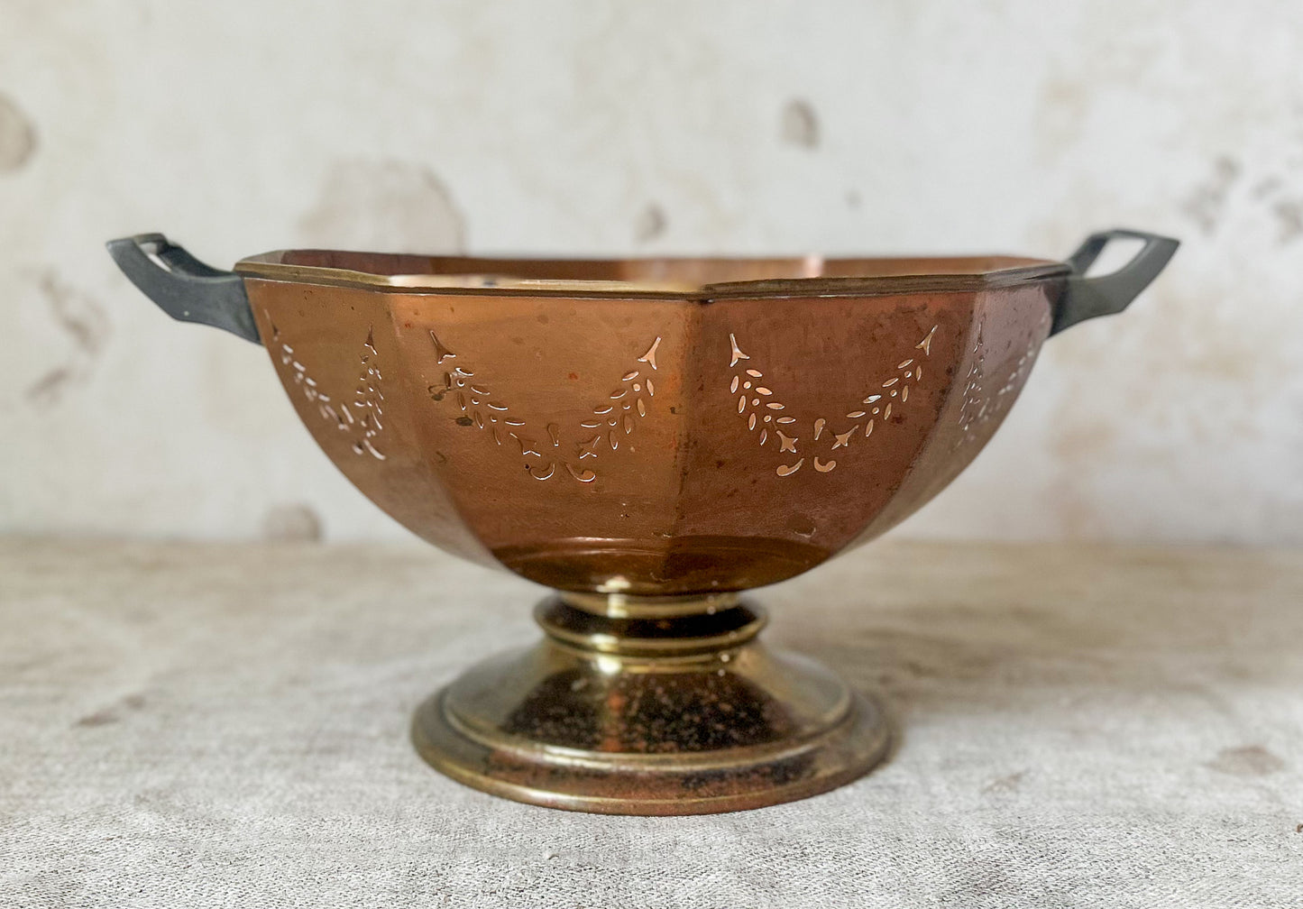 Vintage Sheffield USA Brass Copper Colander