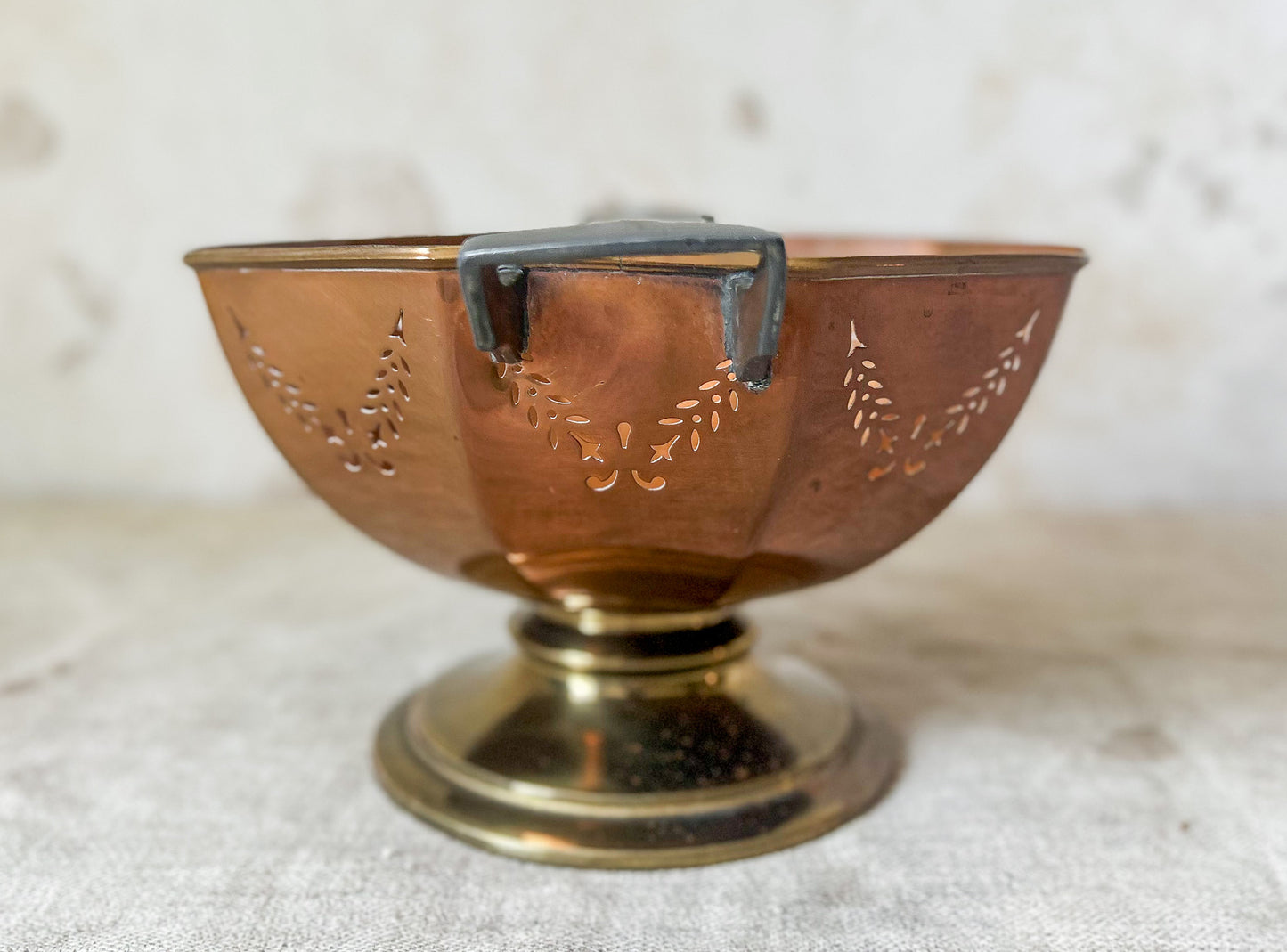 Vintage Sheffield USA Brass Copper Colander