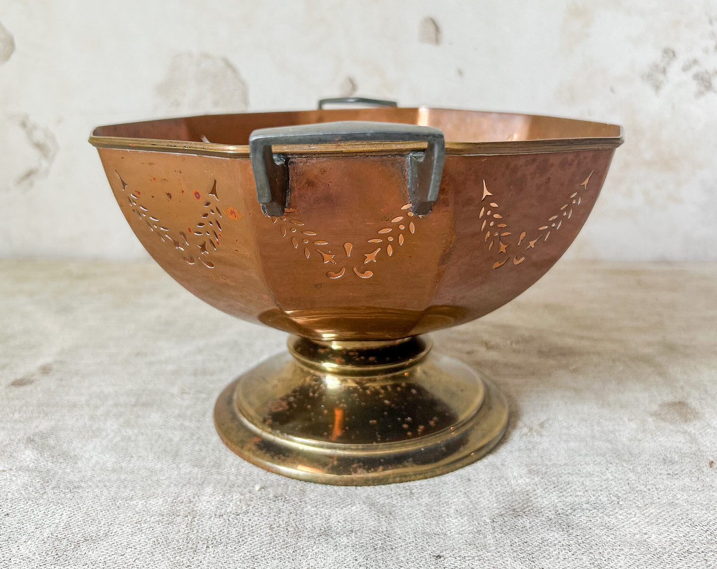 Vintage Sheffield USA Brass Copper Colander