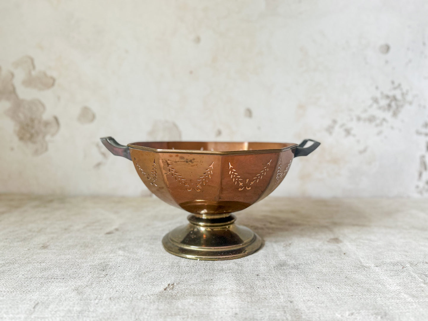 Vintage Sheffield USA Brass Copper Colander