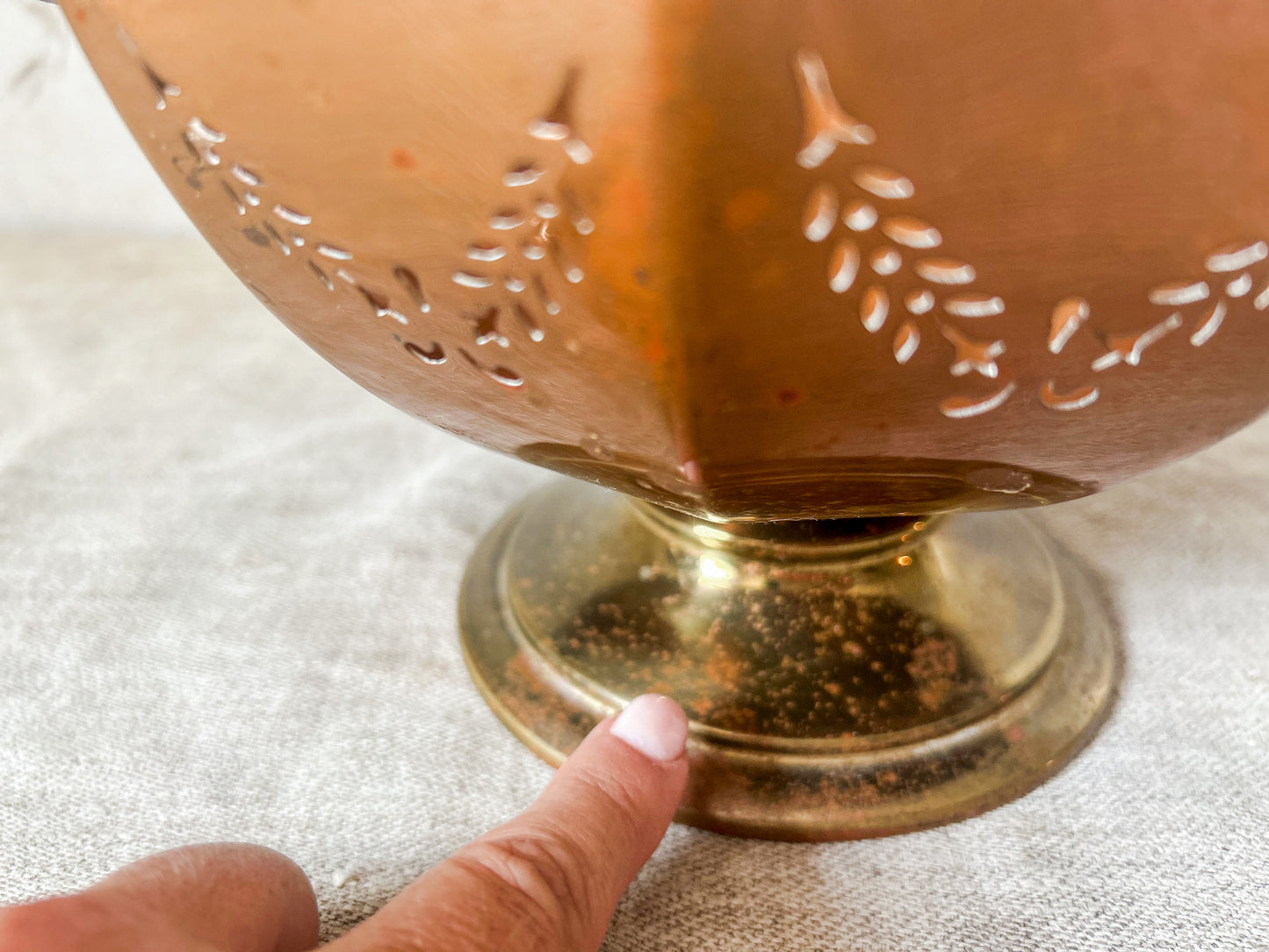 Vintage Sheffield USA Brass Copper Colander