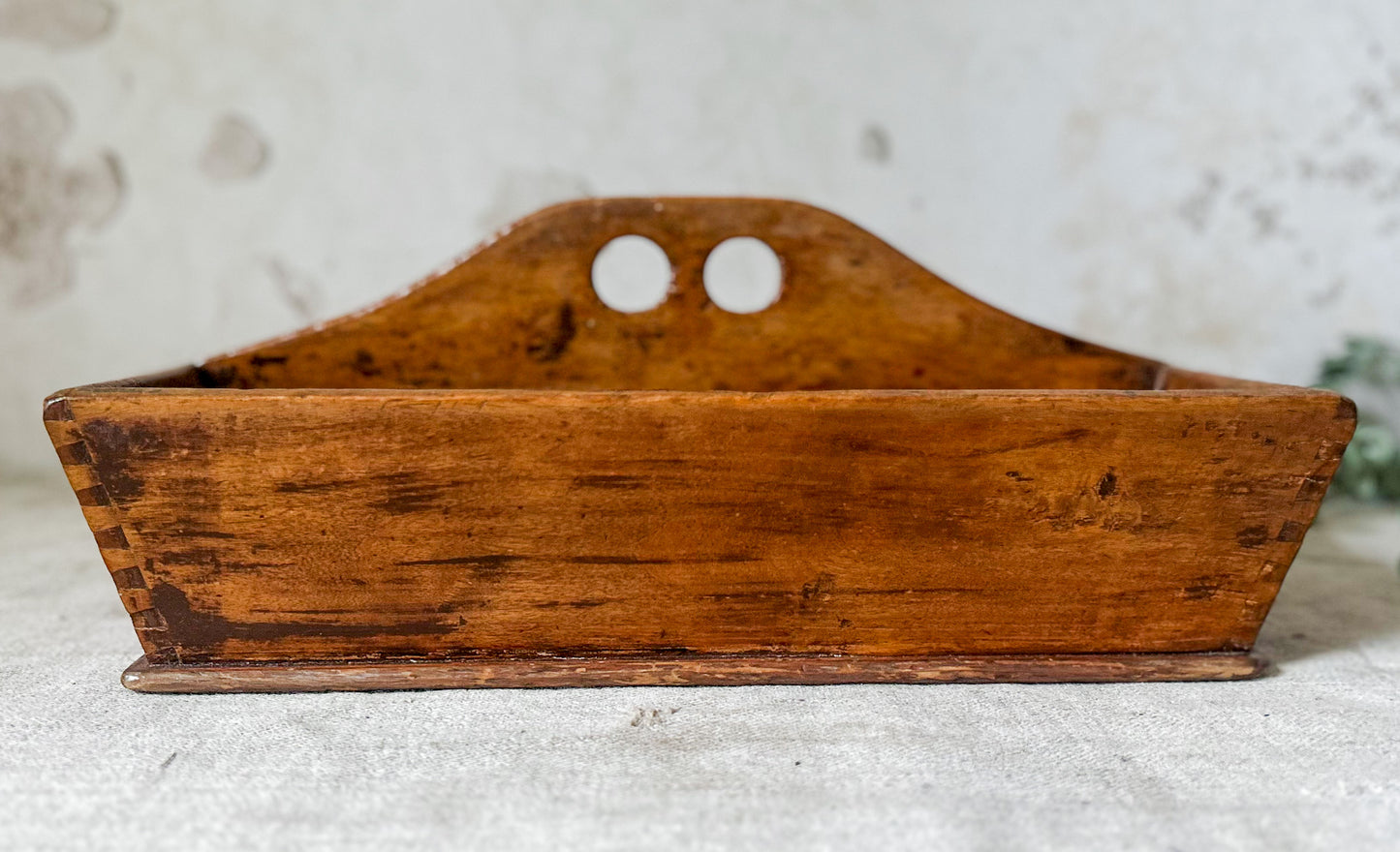 Antique Canted Dove-Tailed Primitive Utensil Caddy