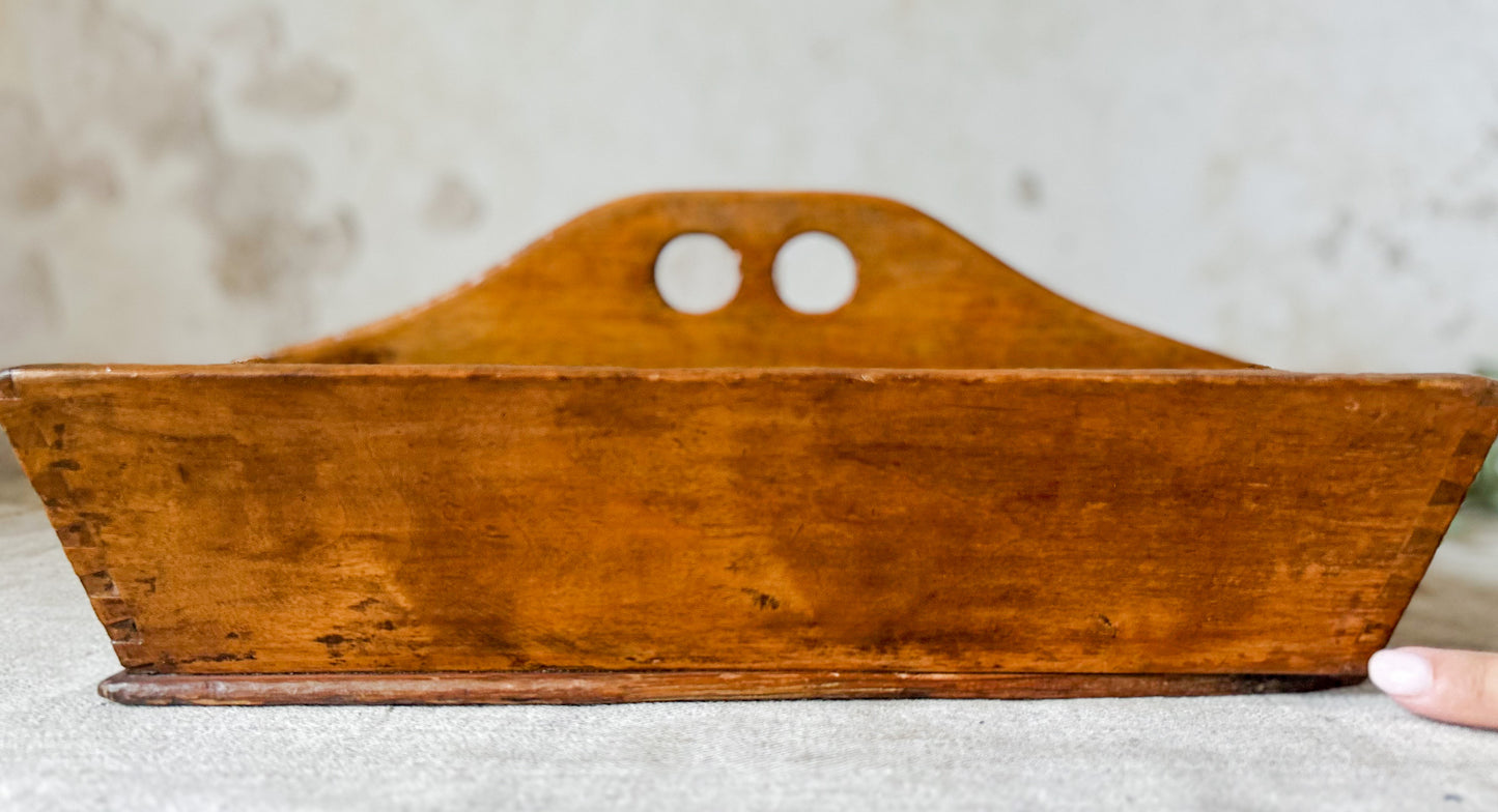 Antique Canted Dove-Tailed Primitive Utensil Caddy