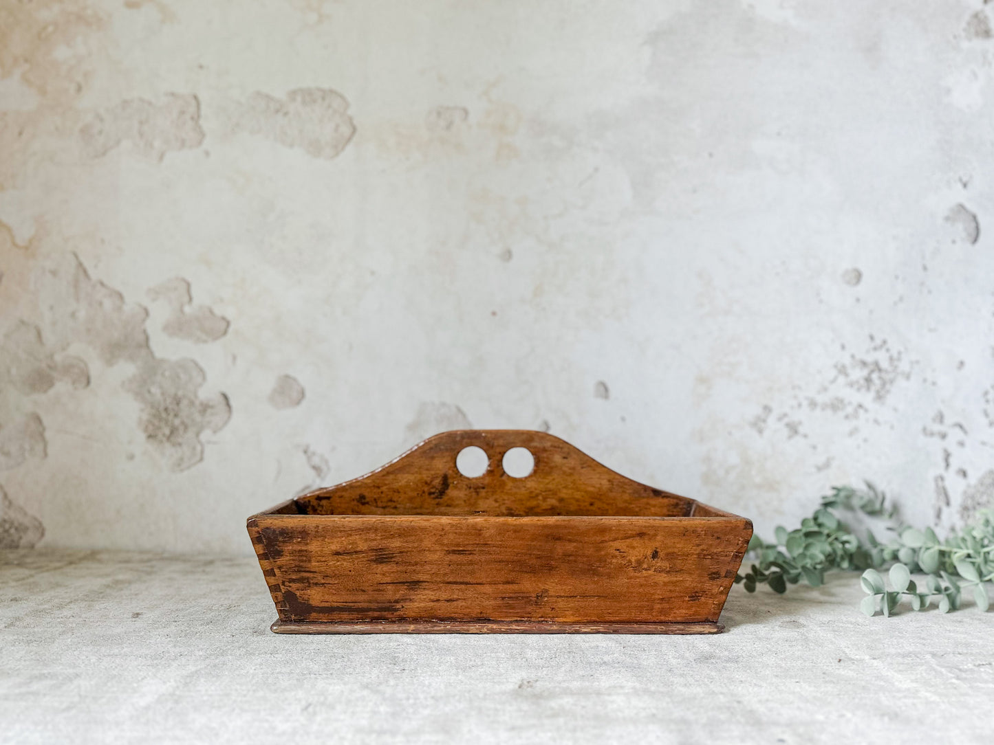 Antique Canted Dove-Tailed Primitive Utensil Caddy