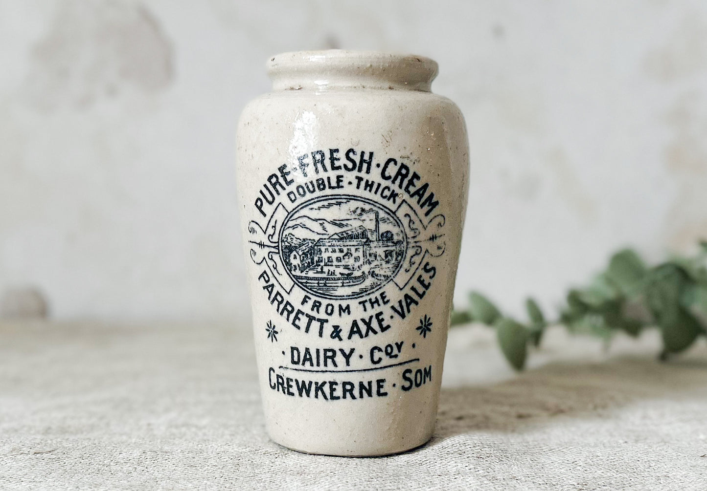 Antique Parrett & Axe Vales English Cream Pot - Crewkerne, Somerset