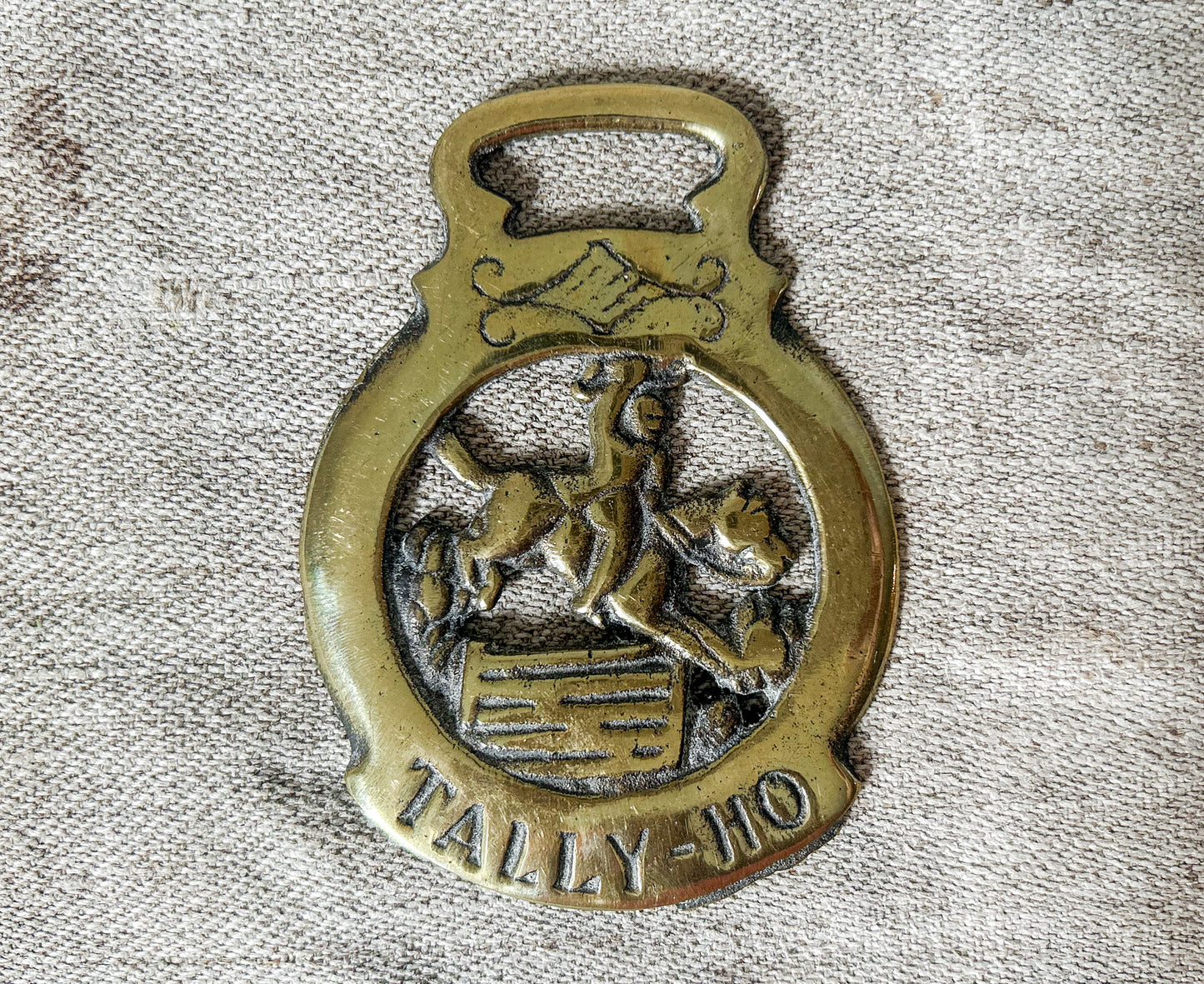 CHOICE Vintage Horse Brass Equestrian Medals - Tally-Ho & Horse