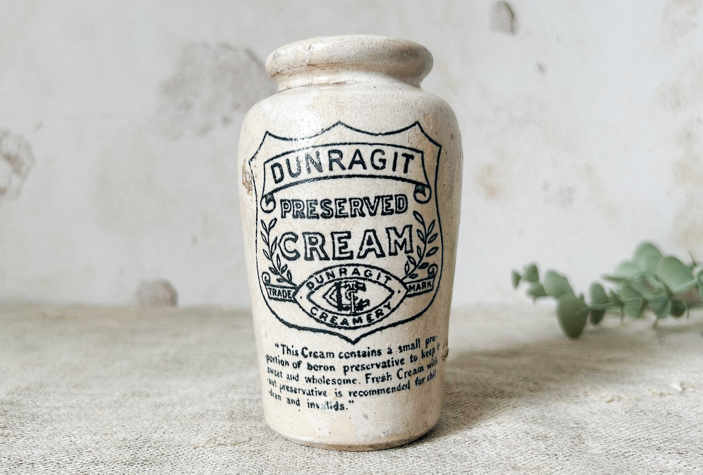 Antique Dunragit Scottish Cream Stoneware Pot
